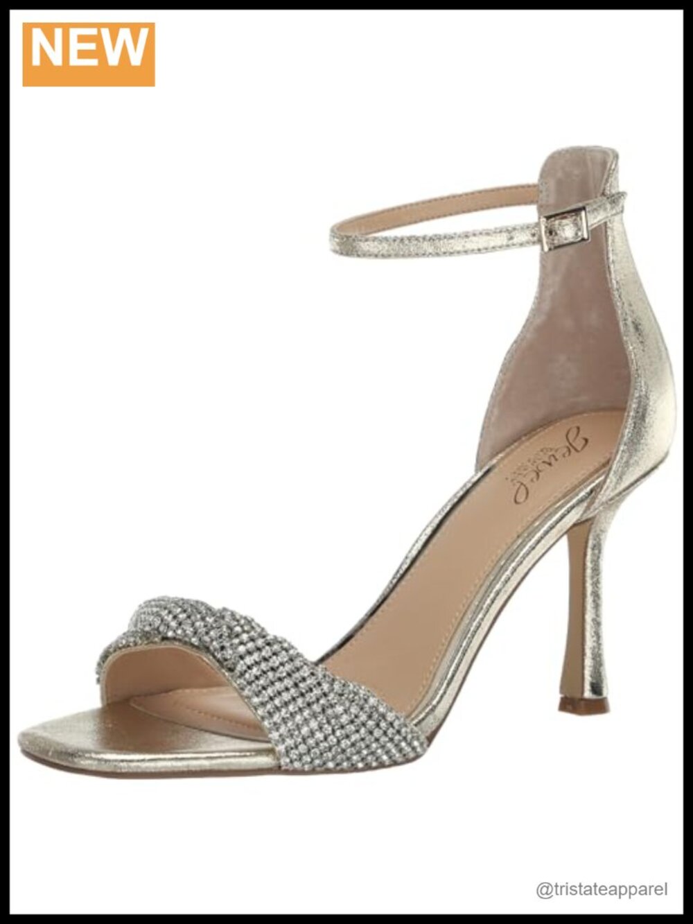 Crystal-Encrusted Stiletto Heeled Sandals with Ankle Strap